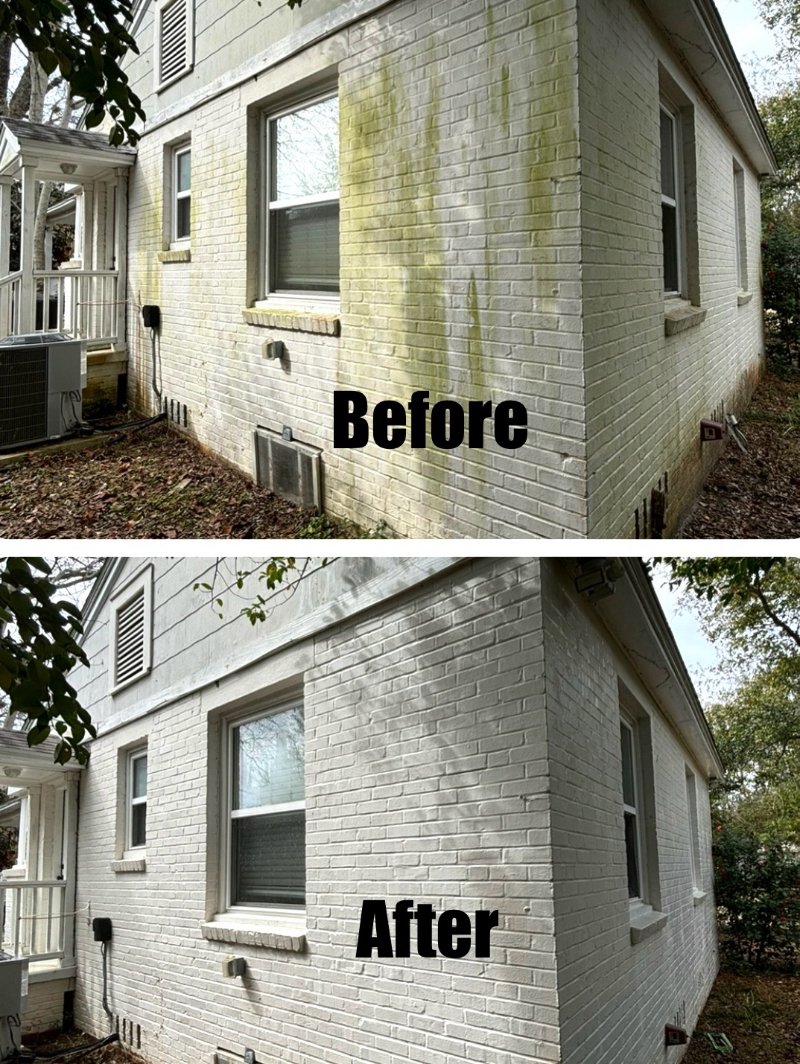 Washing Painted Brick House in East Hill, Pensacola, Florida